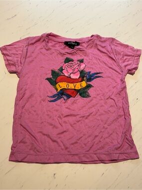Flowers by Zoe Pink Short Sleeve 'LOVE' Heart & Rose Tee